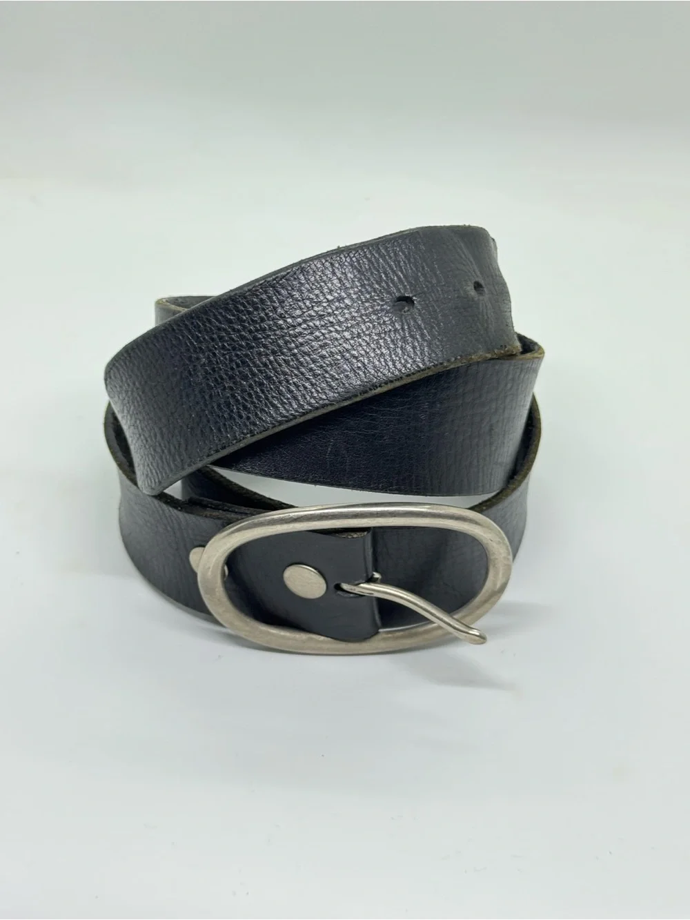 Lucky Brand Black Leather Belt Oval Buckle Size 34 - Picture 2 of 3